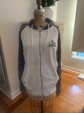 White Quilted Body Hoodie with Charcoal Gray Sleeves